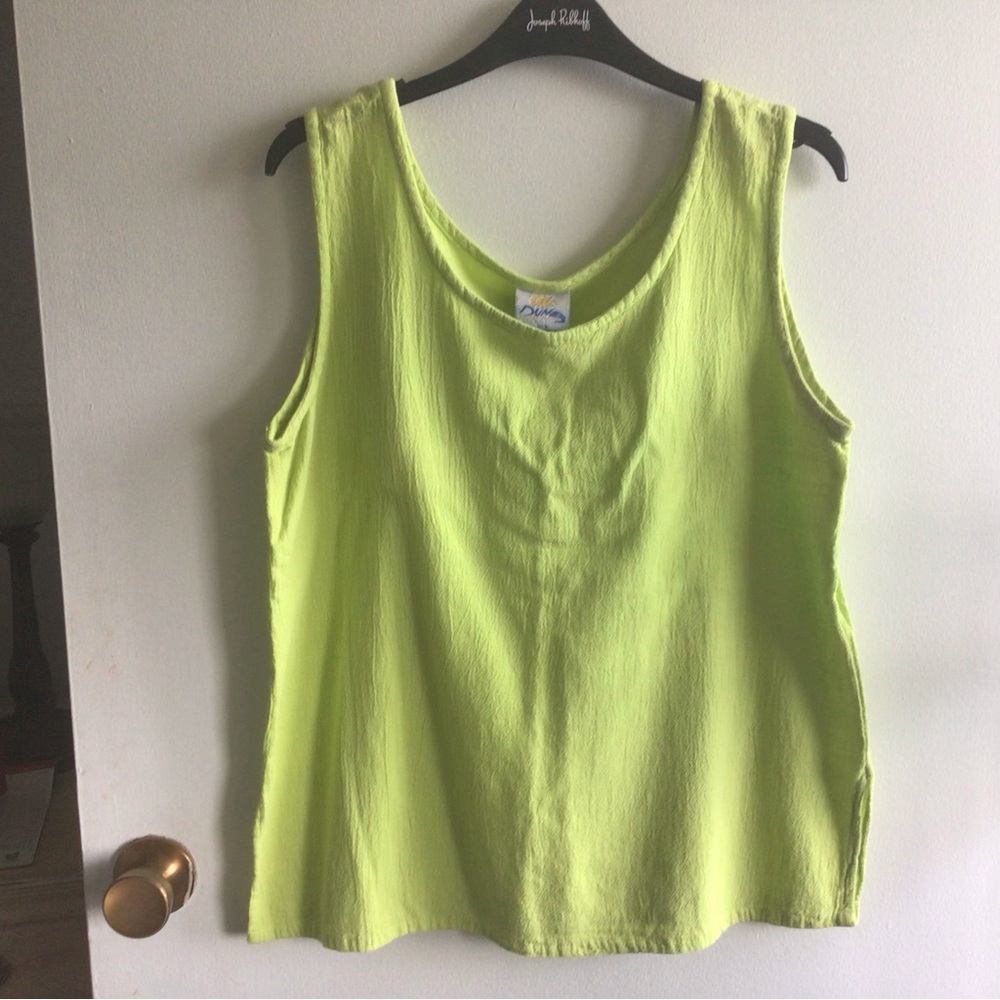 Dunes Green Tank Top with Wide Straps